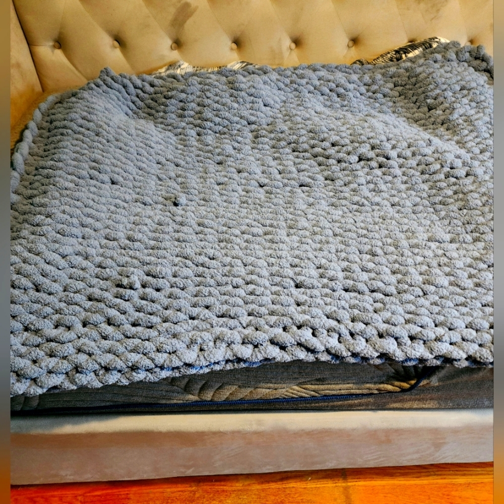 Hand knit chunky blankets